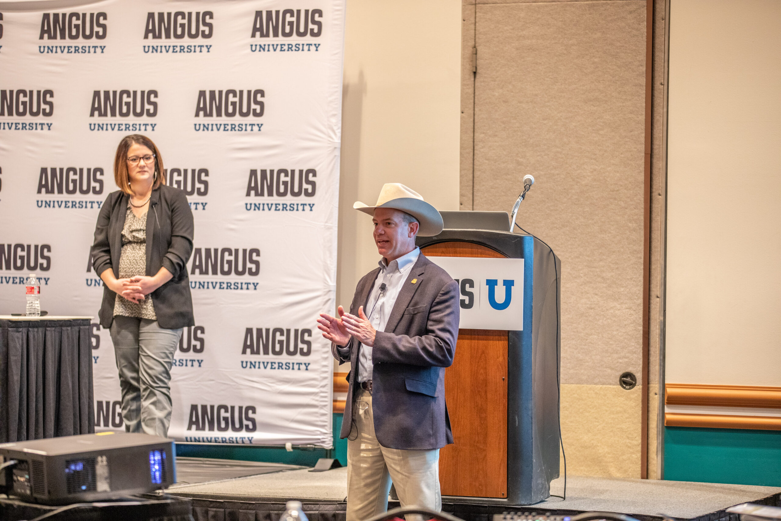 Kara Lee and Paul Dykstra presenting at Angus University 2022