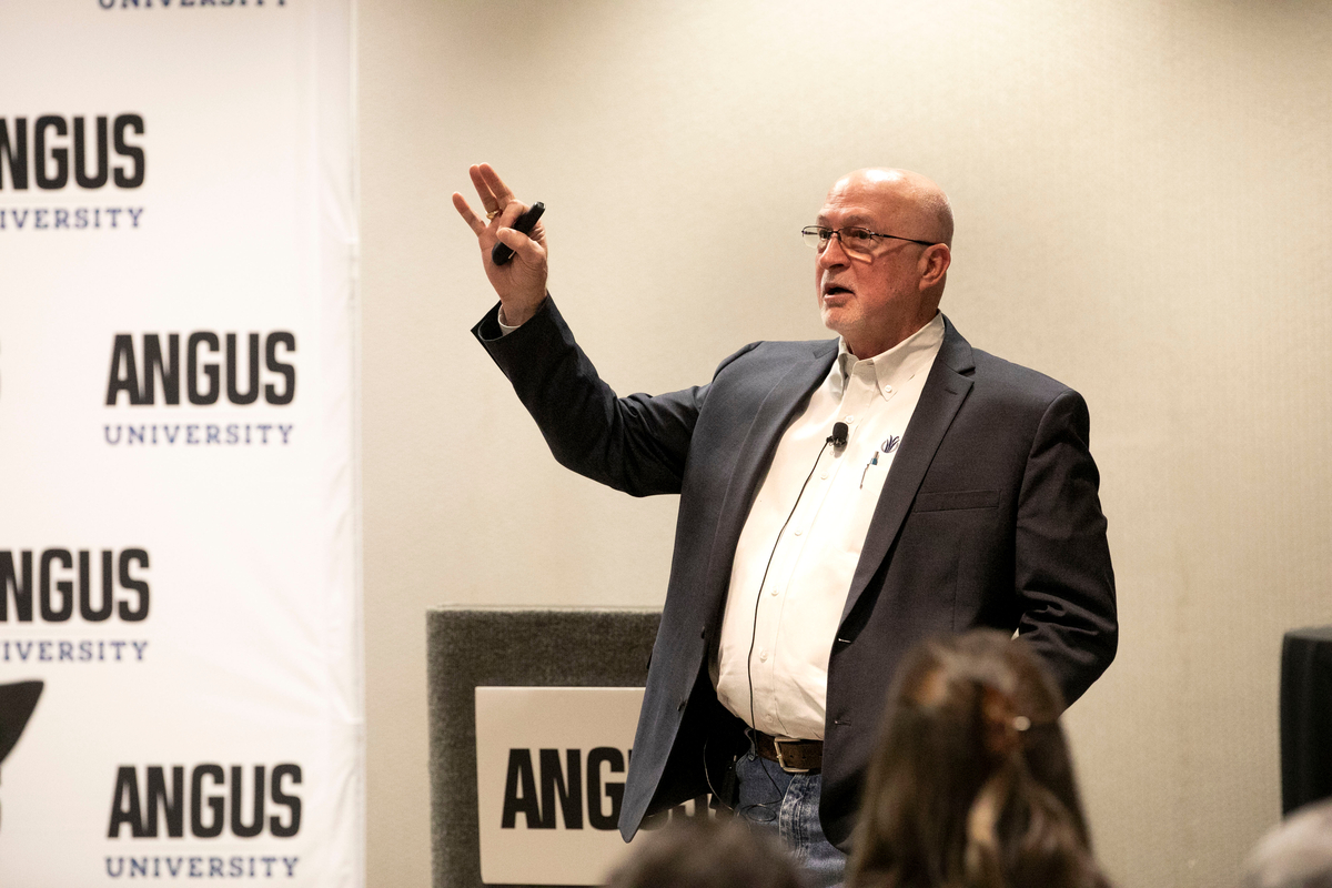 Hugh Aljoe presenting at Angus University