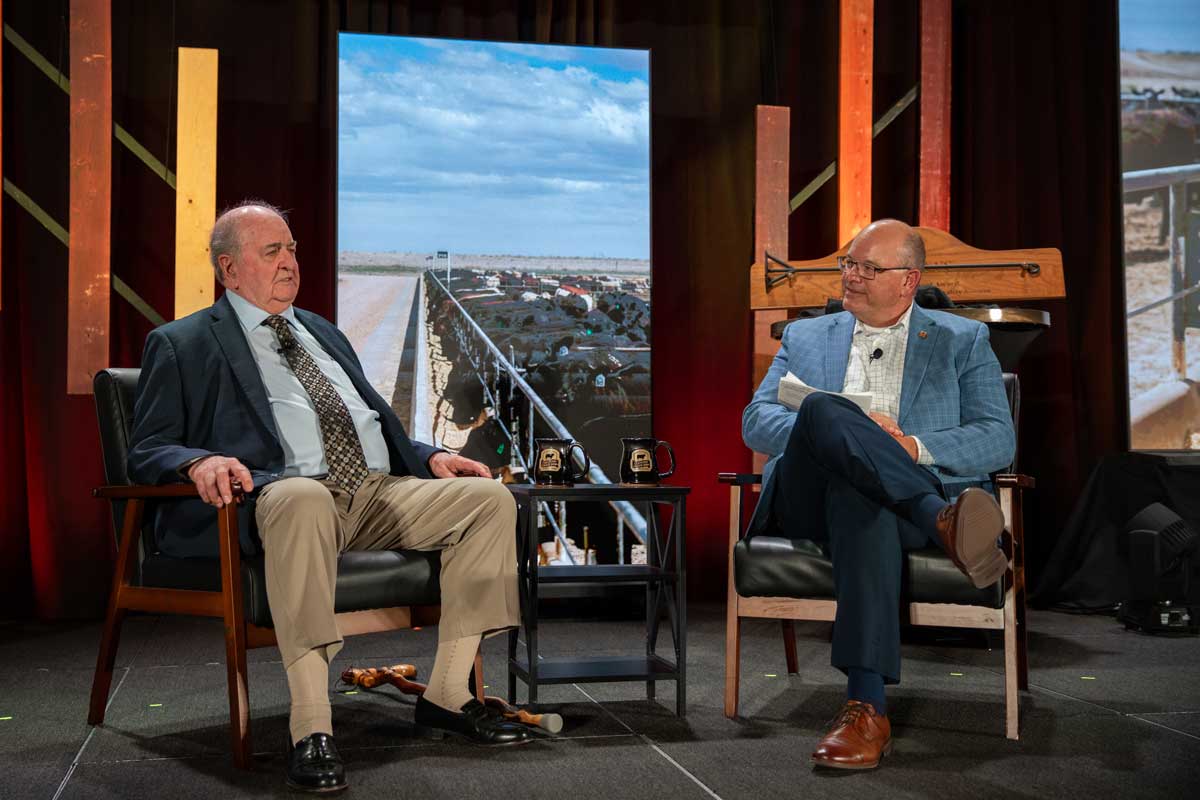 Del Miles and John Stika on stage at Feeding Quality Forum