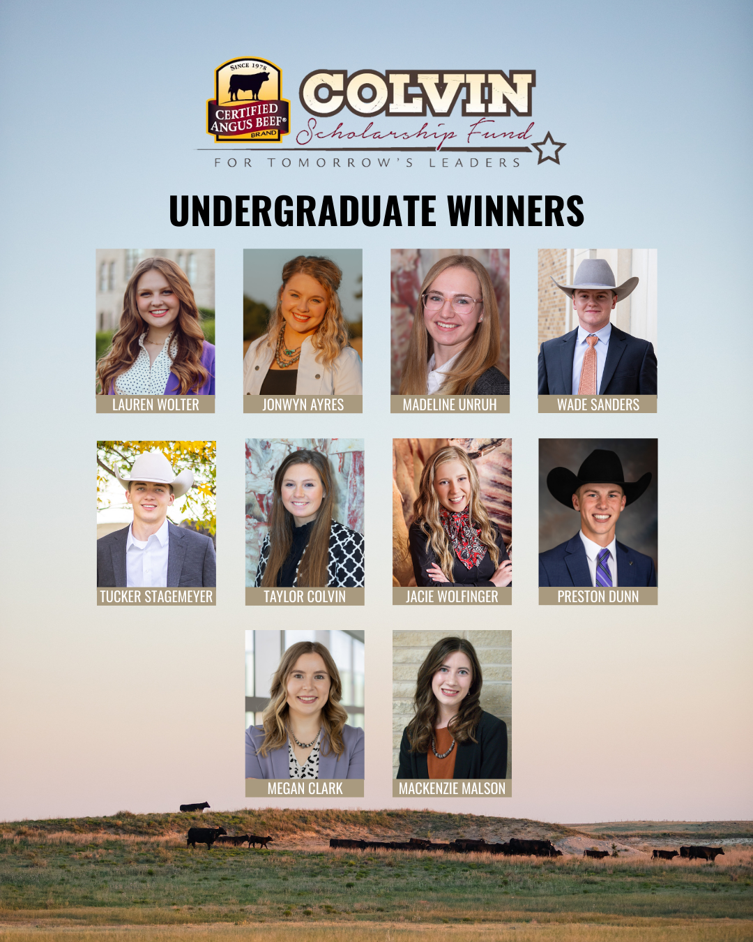 2025 Undergrad Colvin Scholarship recipients